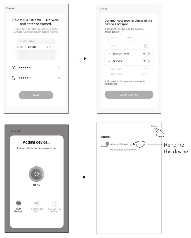 AP mode connection steps continued