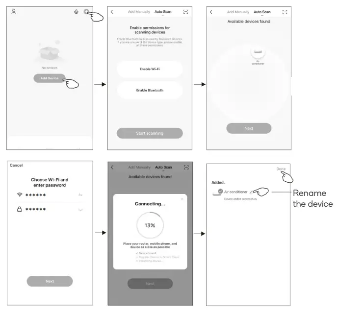 Auto scan connection steps