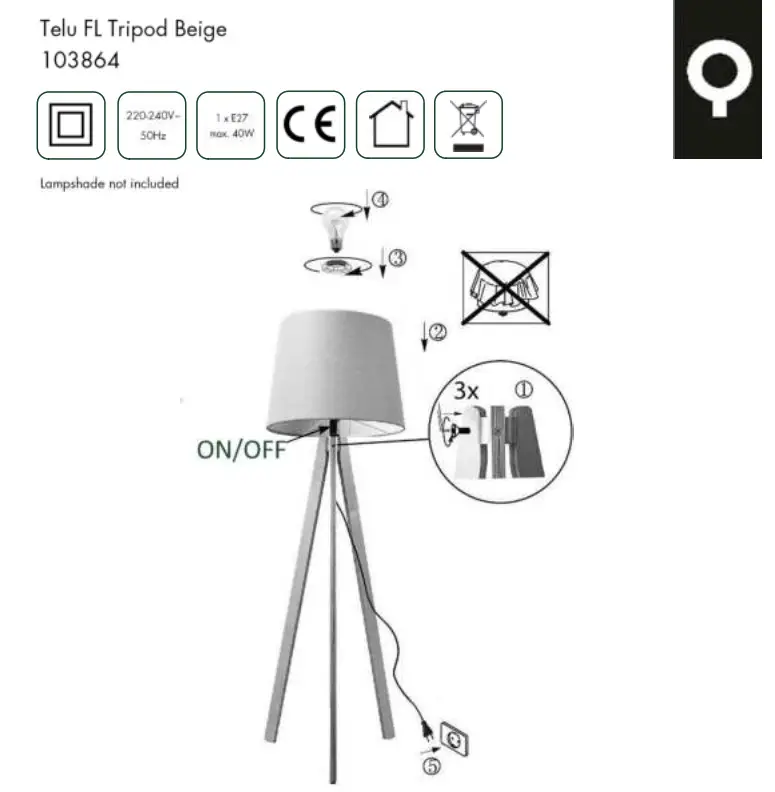 QAZQA Telu FlL Tripod Beige