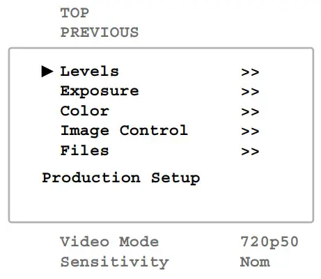 grass valley LDX 150 Highest Performing Live Broadcast Camera - Entering the camera menu 2