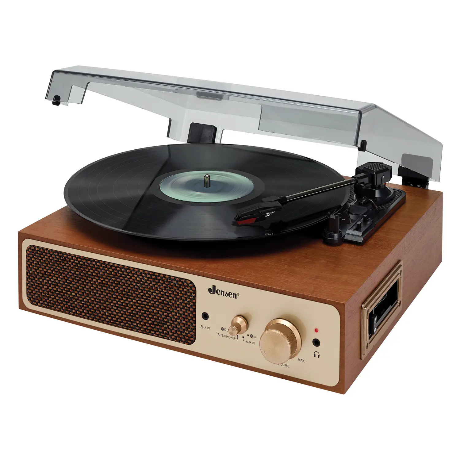 Jensen Stereo Bluetooth 3-speed Turntable With Cassette Player And Built-in Speakers User Manual