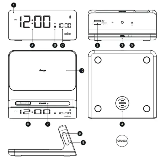 BRAUN BC21 Alarm Clock with Wireless Fast Charging Pad - fig