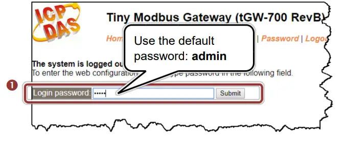 Logicbus TGW 700 Tiny Modbus TCP to RTU ASCII Gateway - admin