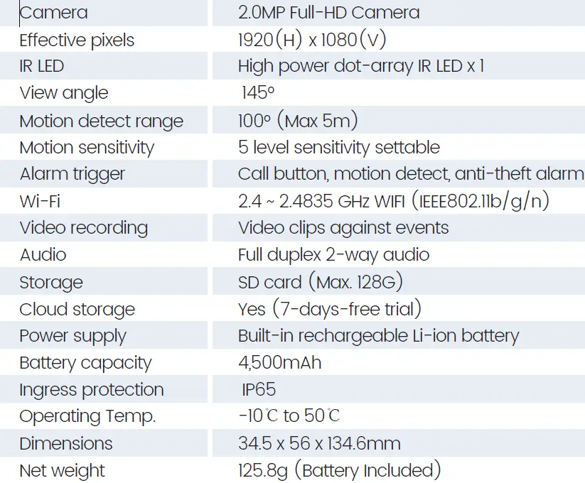 MUBVIEW Bel-7 SMART VIDEO DOOR BELL WIRELESS WIFI OUTDOOR SECURITY 43