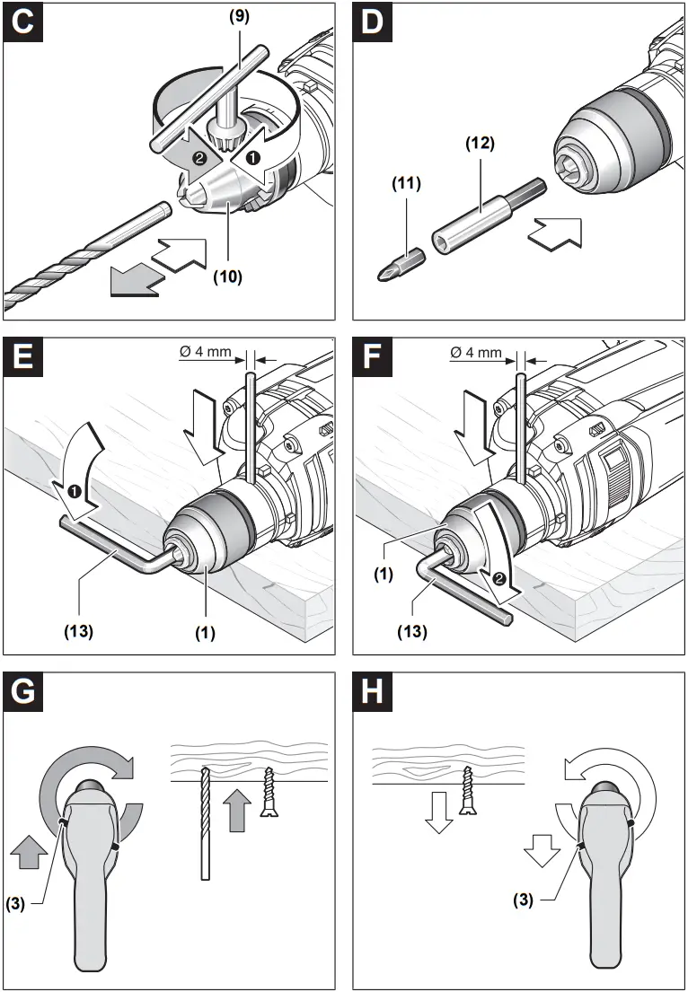 BOSCH GSB 16 RE Professional Cordless Impact Driver Drill - Fig 1