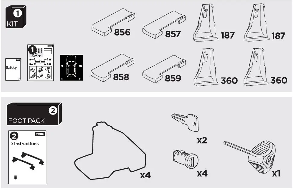 THULE-145306-Normal-Roof-Evo-Clamp-Fitting-Kit-fig-1
