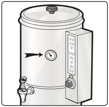 Curtis WB 14 14 Gallon Electric Water Boiler - The thermometer