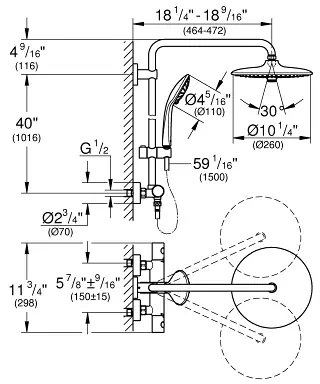 GROHE EUPHORIA SYSTEM 260 Shower System - Diyagram