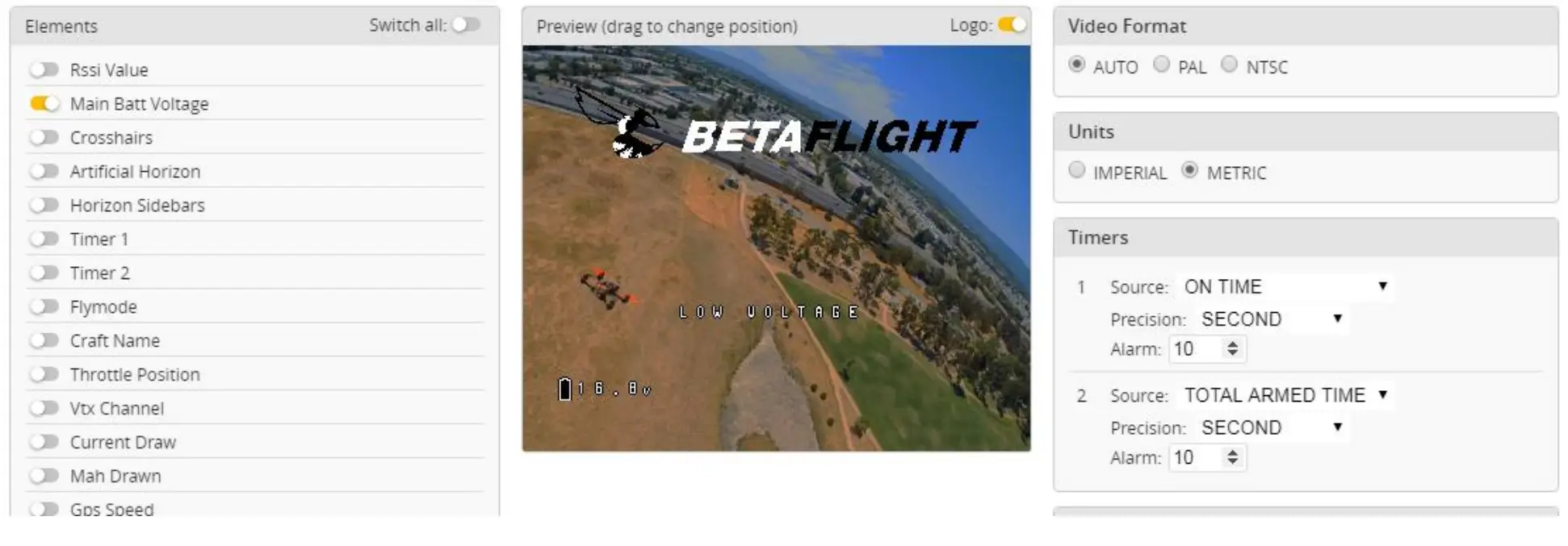 EACHINE Cvatar Cinewhoop FPV Racing Drone - OSD settings