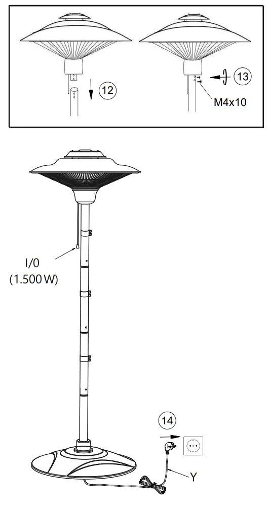 LeuchtenDirekt GLOW Standing Radiant Heater -Assembly 1