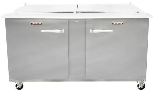 Traulsen UST6012-DD-SB Stainless Steel Back Reach-In Compact Prep Table Refrigerator