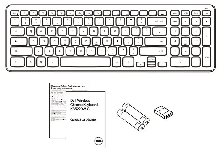 Dell Wireless Chrome Keyboard KB5220W-C - What's in the box