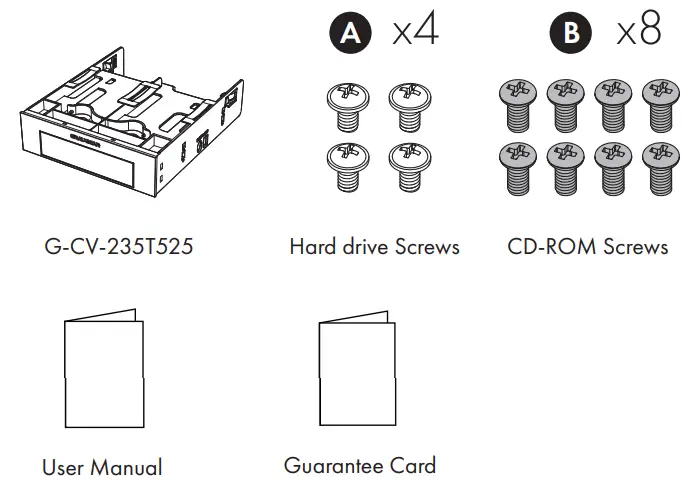 GRAUGEAR G-CV-235T525 5.25 Inch Mounting Frame - Package Contents