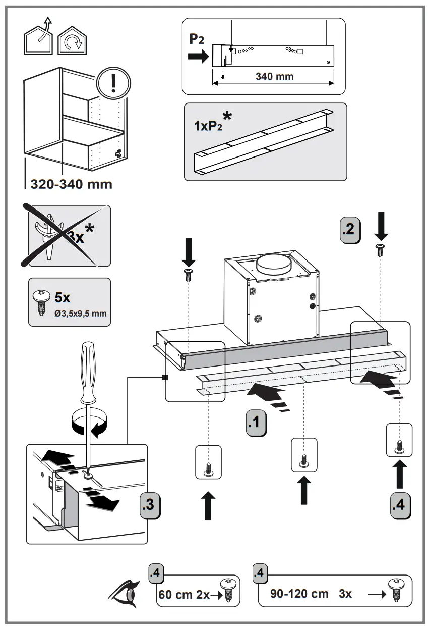 elica BOXIN ADVANCE IX A 60 PRF0180599 Built In Hood cm60 Stainless Steel - parts 6