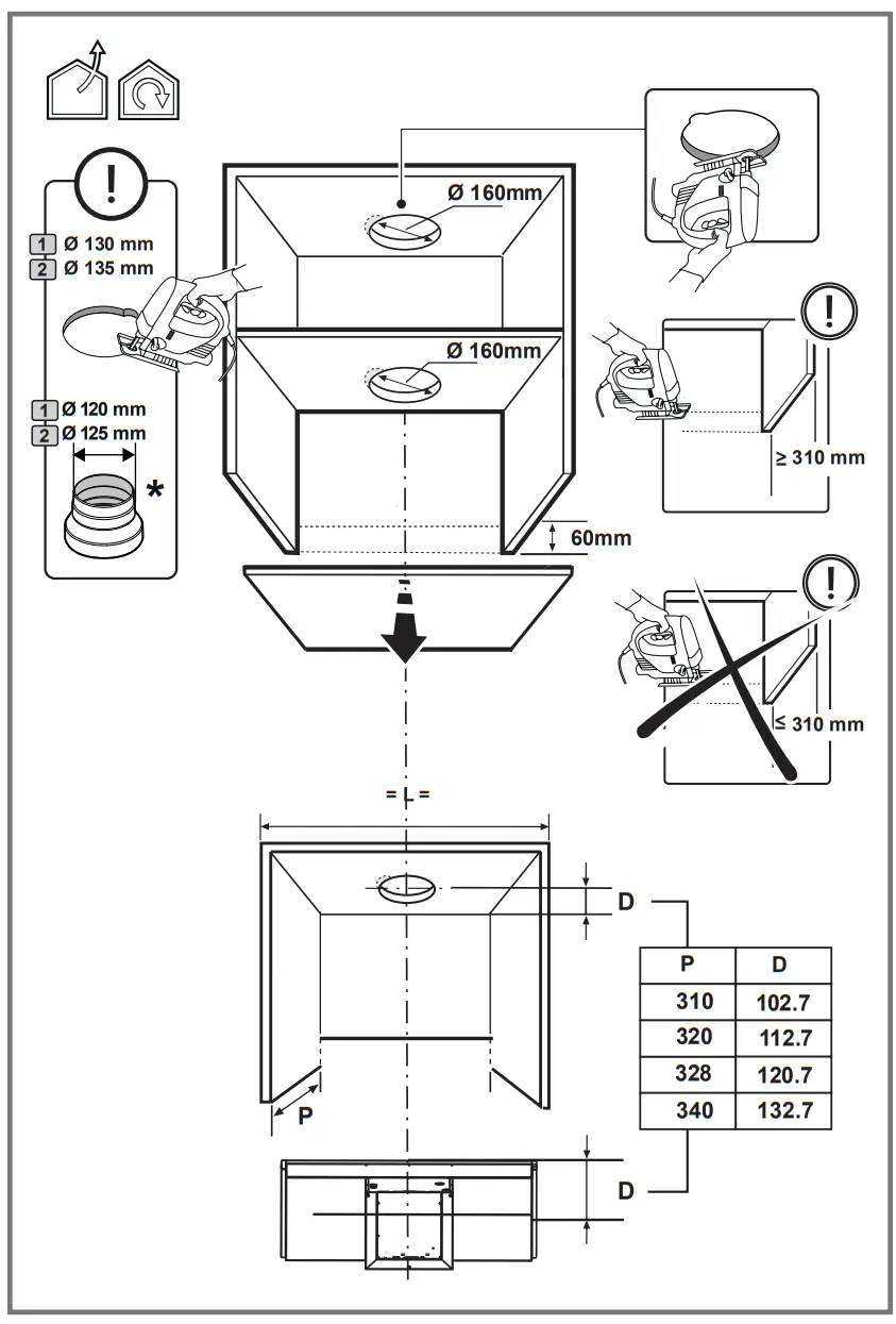 elica BOXIN ADVANCE IX A 60 PRF0180599 Built In Hood cm60 Stainless Steel - parts 7