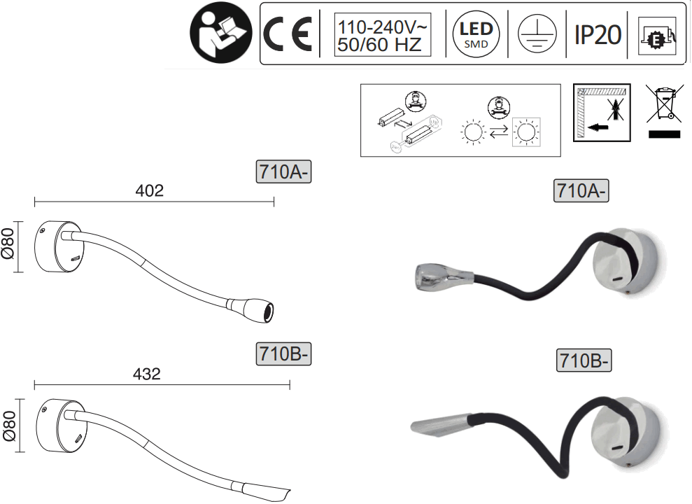 exo lighting 710B L0103A ELFI LED Wall Lamp