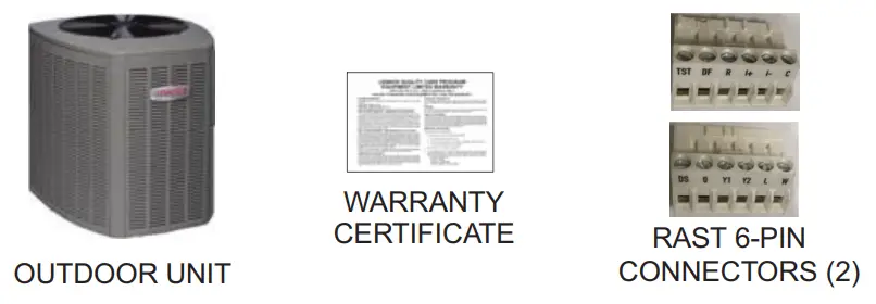 LENNOX Elite Series EL22XPV Units Heat Pump - PACKING LIST