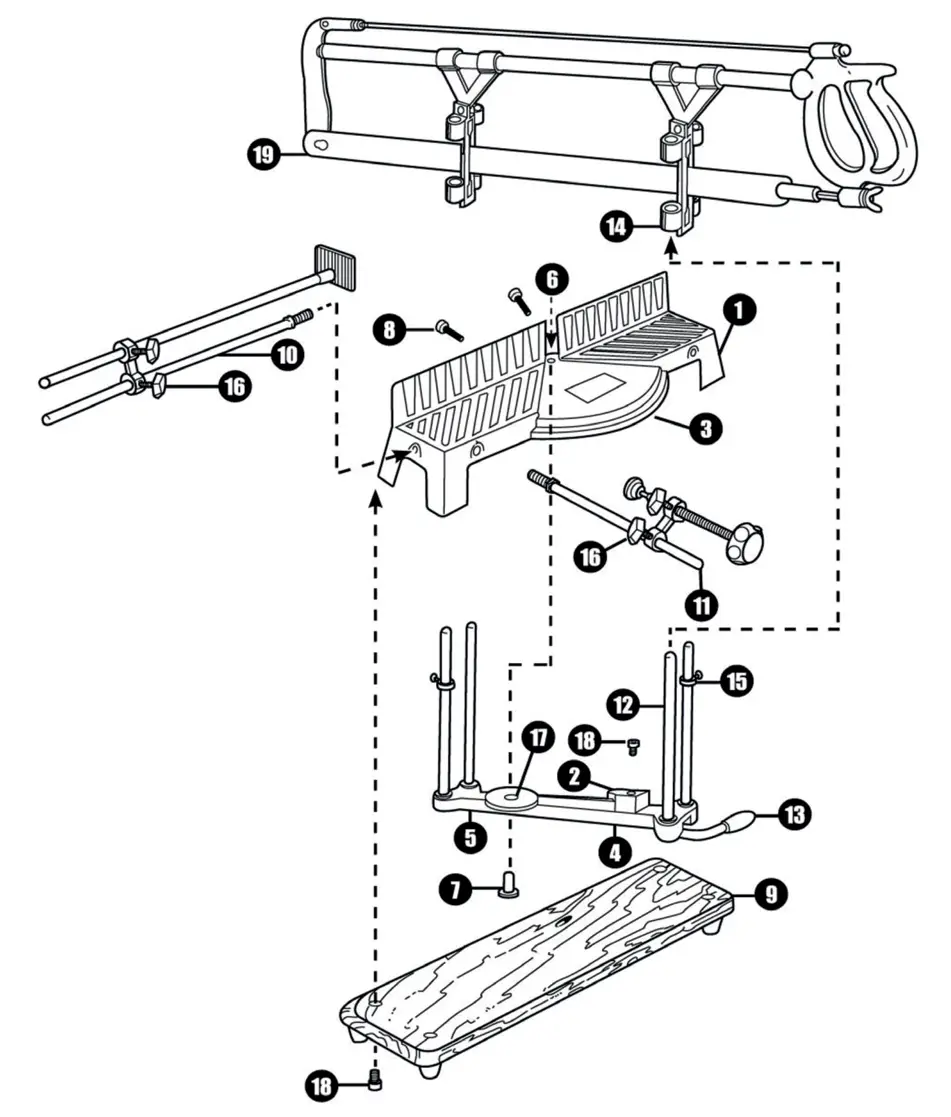EXTOL 3915 Hand Mitre Saw - TECHNICAL DETAILED DRAWING