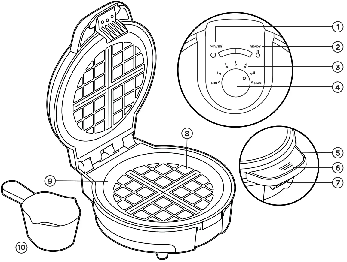 CHEFMAN Anti-Overflow WAFFLE Maker -FIG