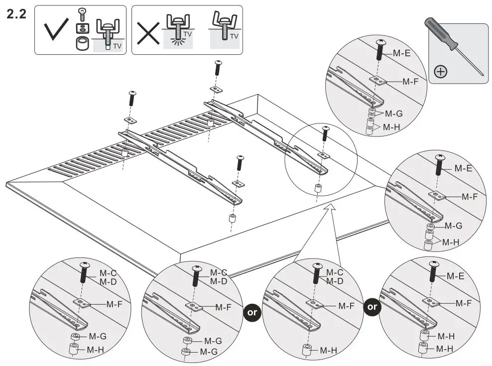EZYmount SLT-800 TV Wall Mount - Attach Adapter Brackets 2