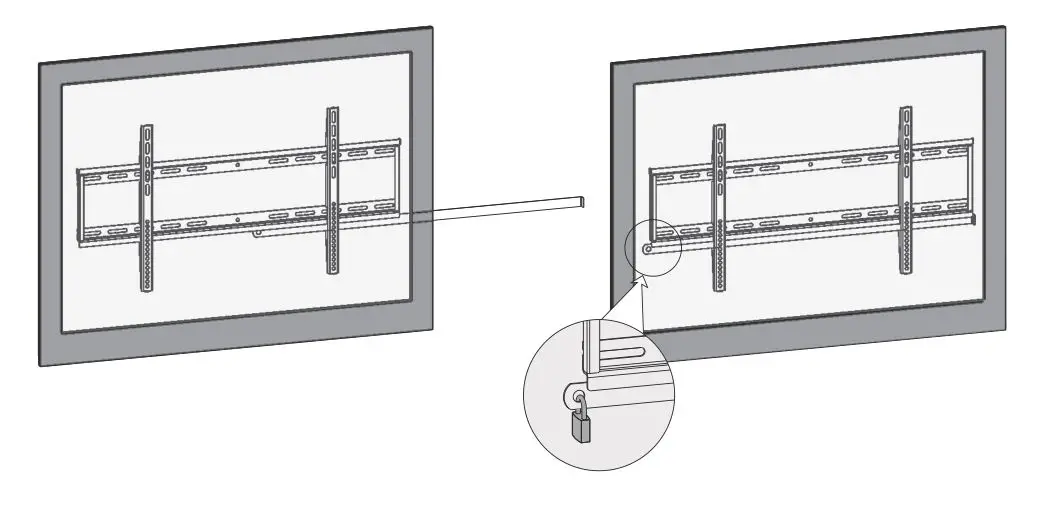 EZYmount SLT-800 TV Wall Mount - Insert the safety bar to secure the rails.