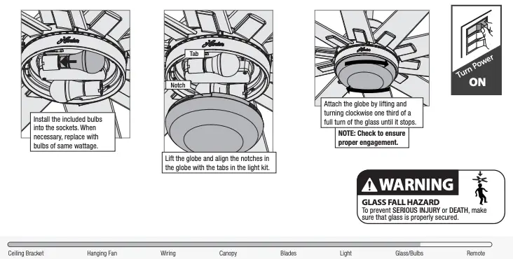 Installing the Bulbs and Glass