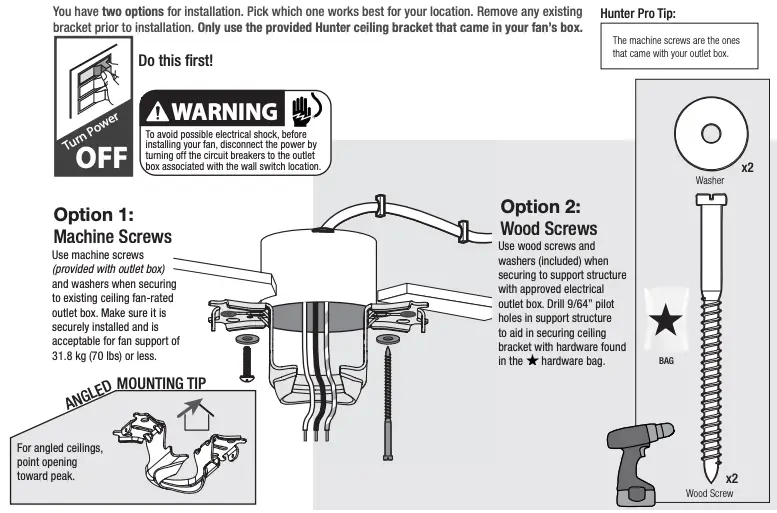 Installing the Ceiling Bracket