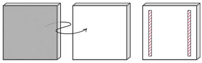 ecler Lightweight Ecological Absorbent LEA Installation Guide - On the back side of the panel, place 2 of the supplied strips close to the edges