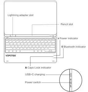 VOPOTEK VPKC361 Bluetooth Keyboard Case - figure 1