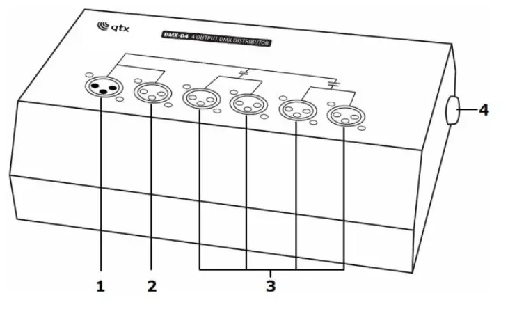 qtx 154.101UK DMX-D4 4-Way DMX Booster Distributor-1