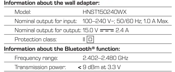 Technical Specifications Continued