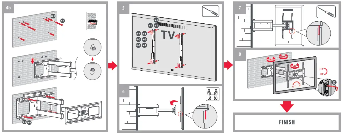 ONE FOR ALL WM4459 TV Wall Mount FIG 6