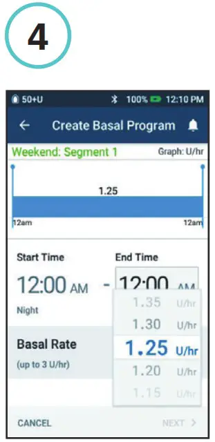 omnipod DASH Insulin Management System - How to Create Additional Basal Programs 4