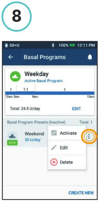 omnipod DASH Insulin Management System - How to Create Additional Basal Programs 8