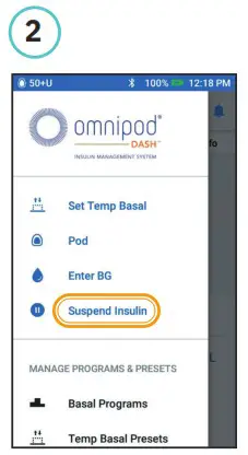 omnipod DASH Insulin Management System - Suspend and Resume Insulin Delivery 3