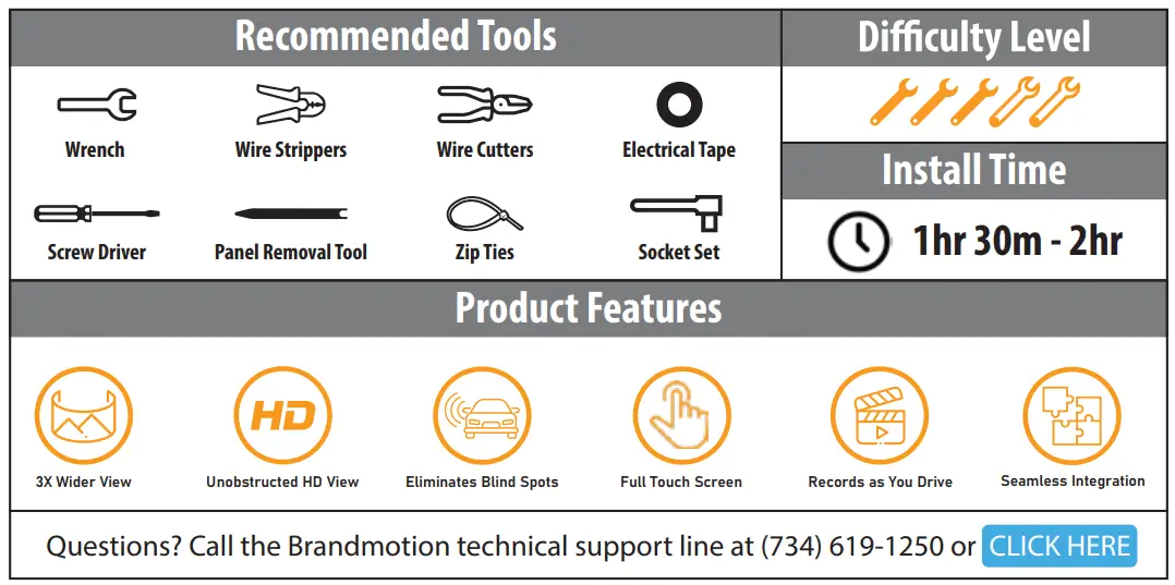 BRANDMOTION FVMR 1150 FullVUE Commercial Camera Mirror System - fig