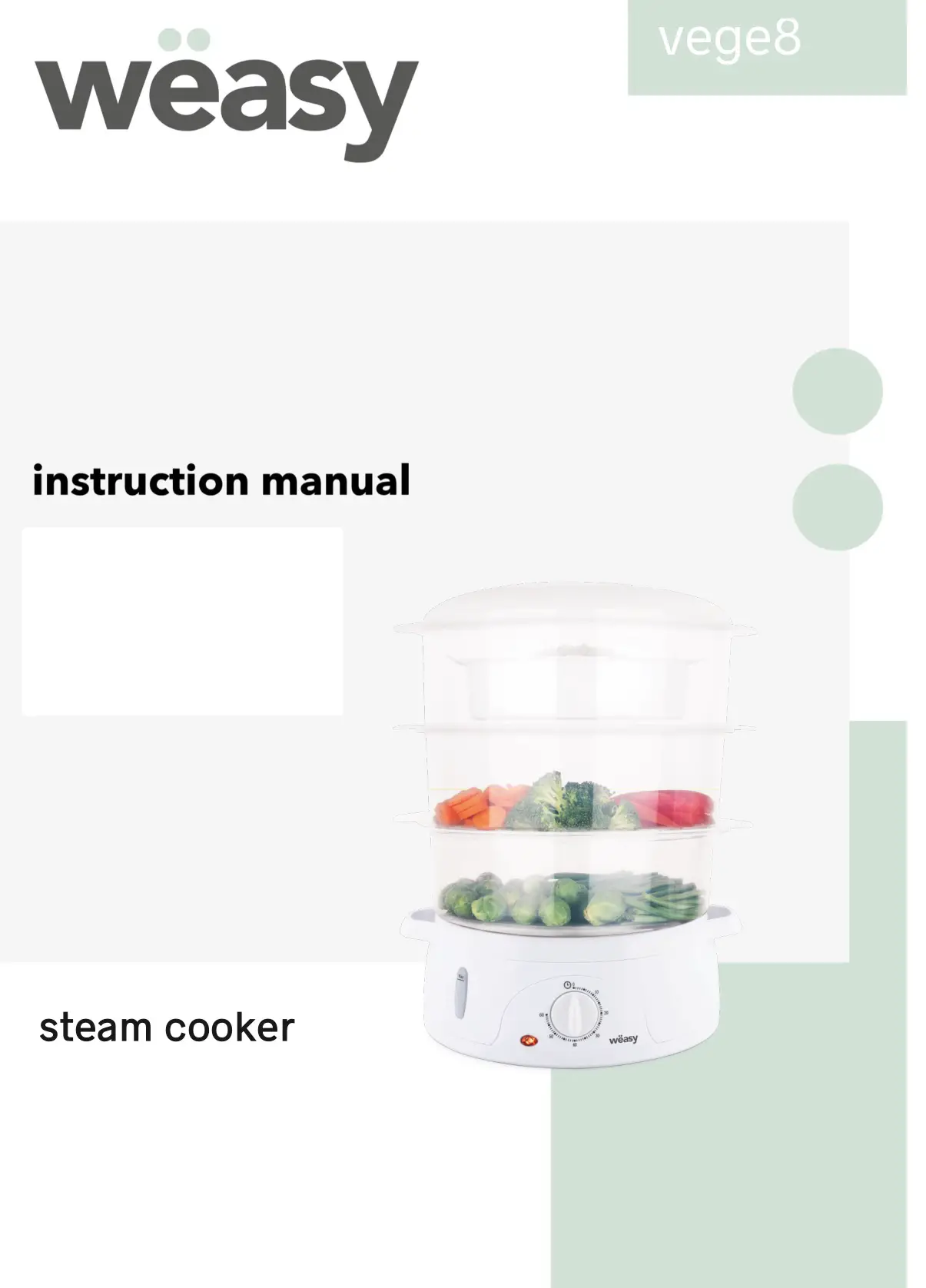 H Koenig IM VEGE8 Steam Cooker Instruction Manual