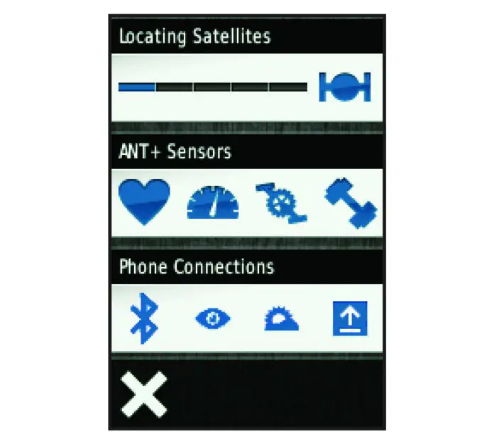 GARMIN Edge 510 Viewing the Connections Page