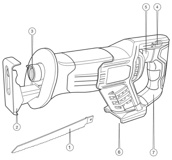 VonHaus 3500169 18V Cordless Reciprocating Saw - COMPONENTS