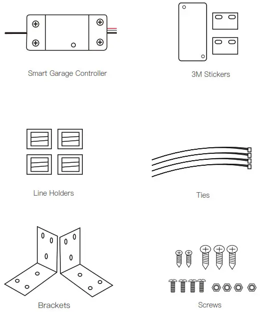MOES Wi-Fi Smart Garage Door Controller Packing List 1