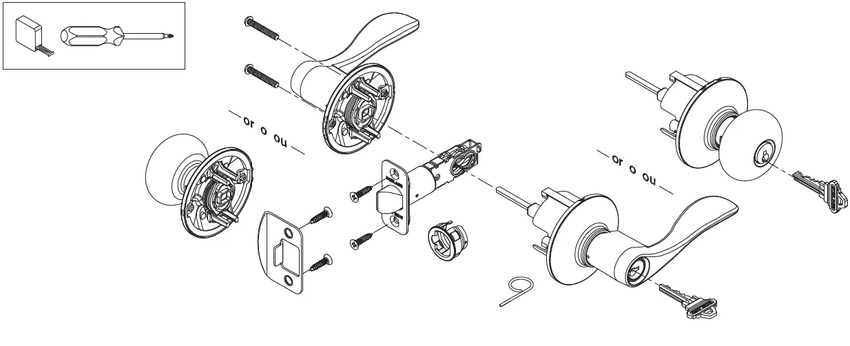 SCHLAGE FB50N B60 Single Cylinder Deadbolt and F51 Keyed Entry Flair Lever Keyed Alike-1