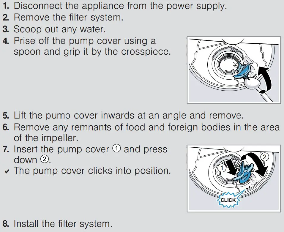 BOSCH SMV2HVX20E 60cm Mountable Dishwasher User Guide - Clean wastewater pump