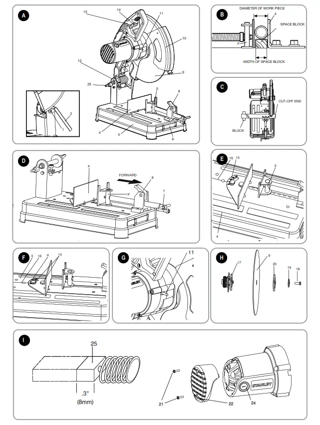 STANLEY SSC22 2200 Watt 355mm Corded Electric Chop Saw - fig