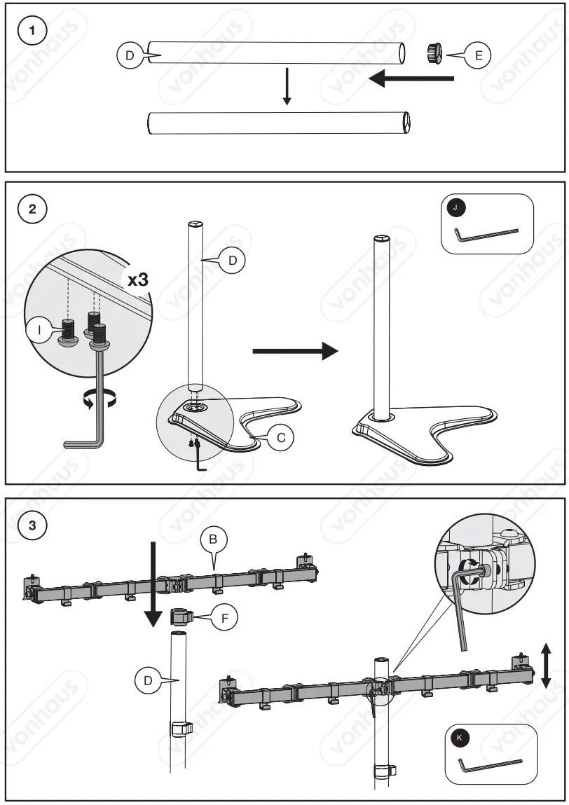 VonHaus 3005117 Dual Monitor Mount With Desk Stand fig 1