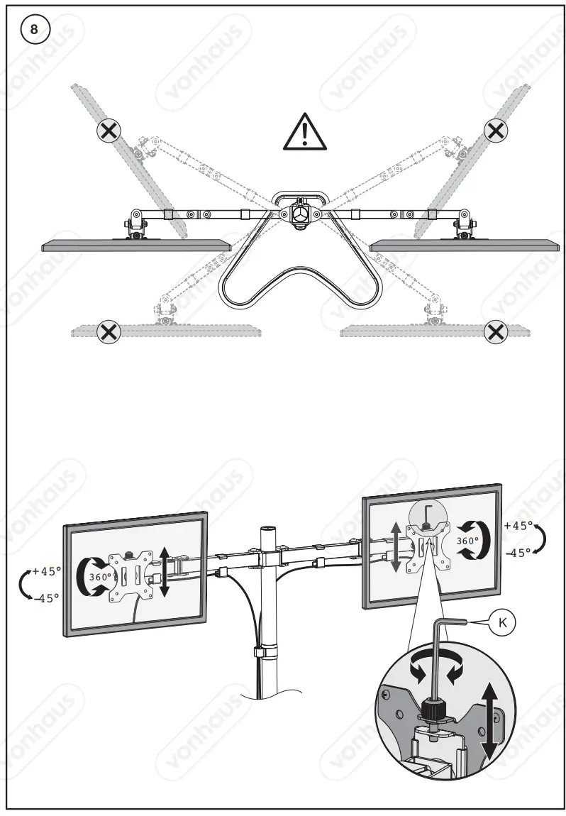 VonHaus 3005117 Dual Monitor Mount With Desk Stand fig 5