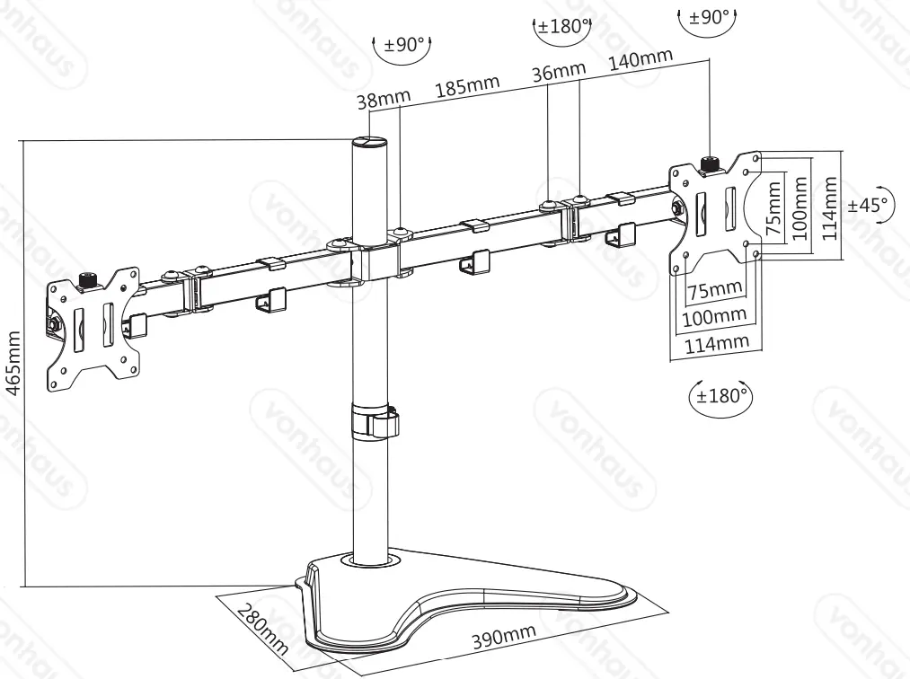 VonHaus 3005117 Dual Monitor Mount With Desk Stand fig 6