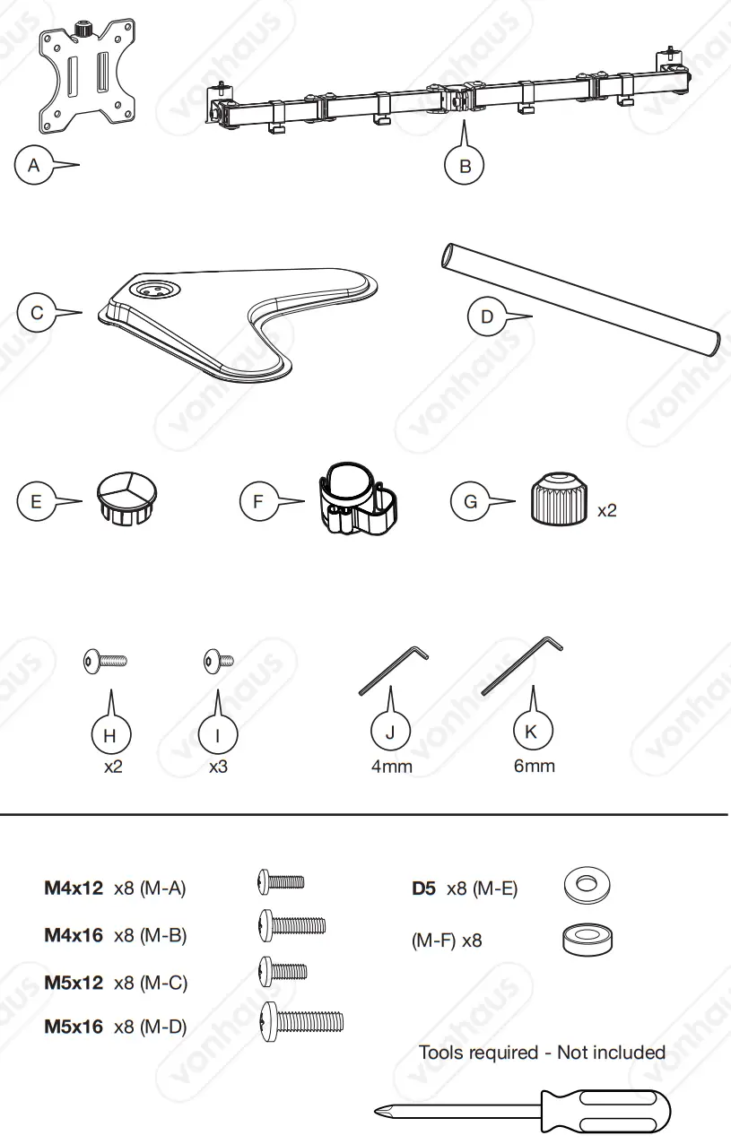 VonHaus 3005117 Dual Monitor Mount With Desk Stand fig