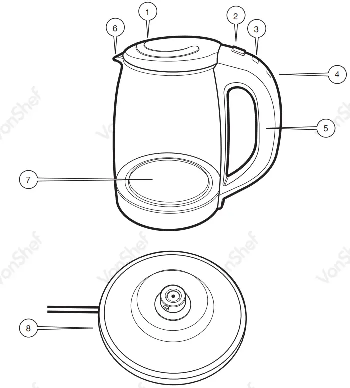 VonShef 2000154 Glass Kettle fig