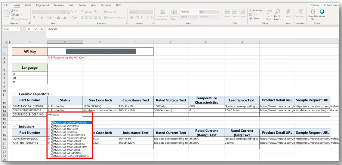 muRata Excel Add-in Usage Software-fig5