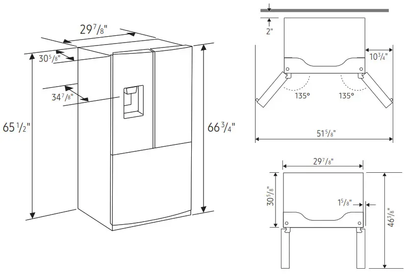 SAMSUNG RF22A4221SR 22 cu. ft. Smart 3-Door - Dimensions